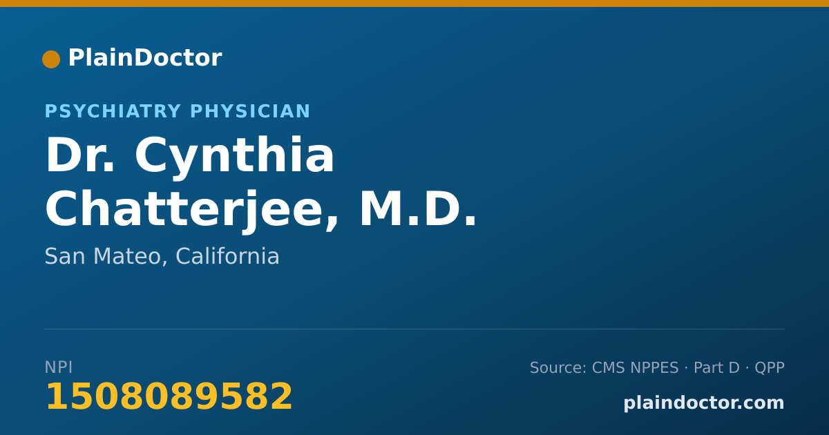 Shareable card for Cynthia Chatterjee, M.D. - Psychiatry Physician, San Mateo, CA