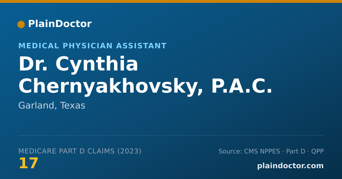 Shareable card for Cynthia Chernyakhovsky, P.A.C. - Medical Physician Assistant, Garland, TX