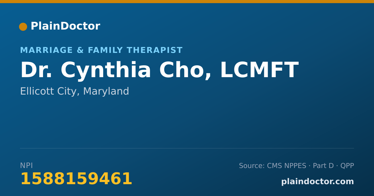 Shareable card for Cynthia Cho, LCMFT - Marriage & Family Therapist, Ellicott City, MD