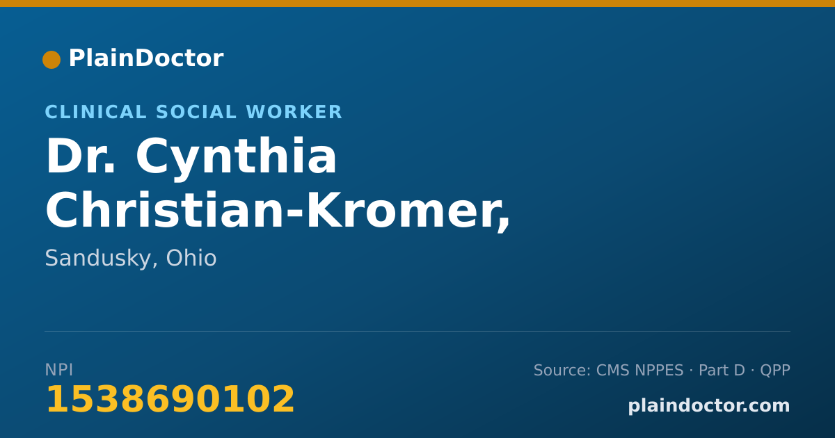 Shareable card for Cynthia Christian-Kromer, MSSA, LISW - Clinical Social Worker, Sandusky, OH
