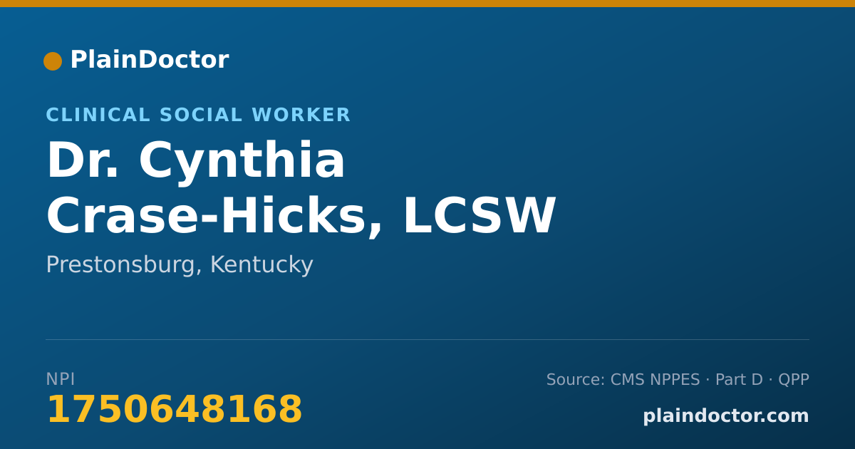 Shareable card for Cynthia Crase-Hicks, LCSW - Clinical Social Worker, Prestonsburg, KY