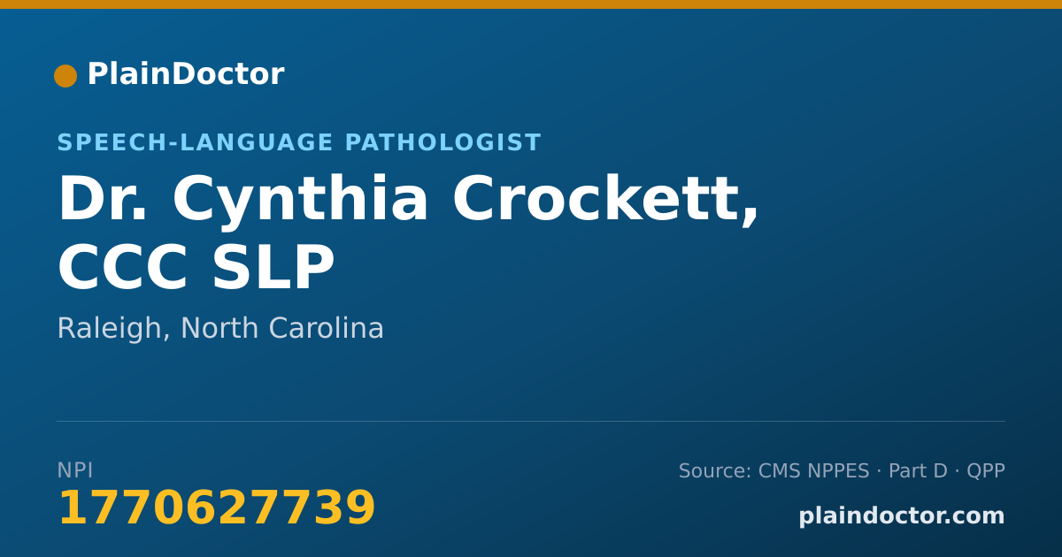 Shareable card for Cynthia Crockett, CCC SLP - Speech-Language Pathologist, Raleigh, NC