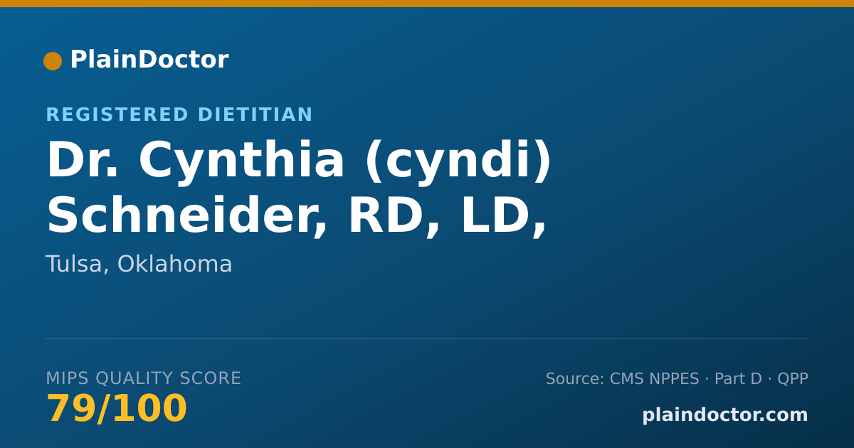 Shareable card for Cynthia (cyndi) Schneider, RD, LD, CDCES - Registered Dietitian, Tulsa, OK