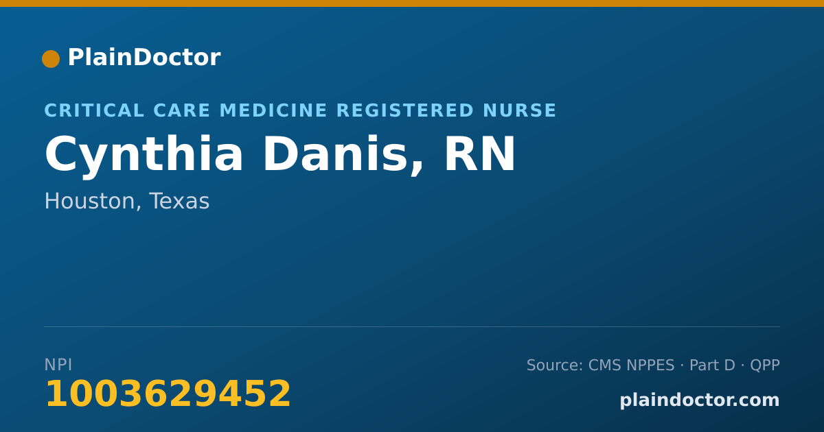 Shareable card for Cynthia Danis, RN - Critical Care Medicine Registered Nurse, Houston, TX