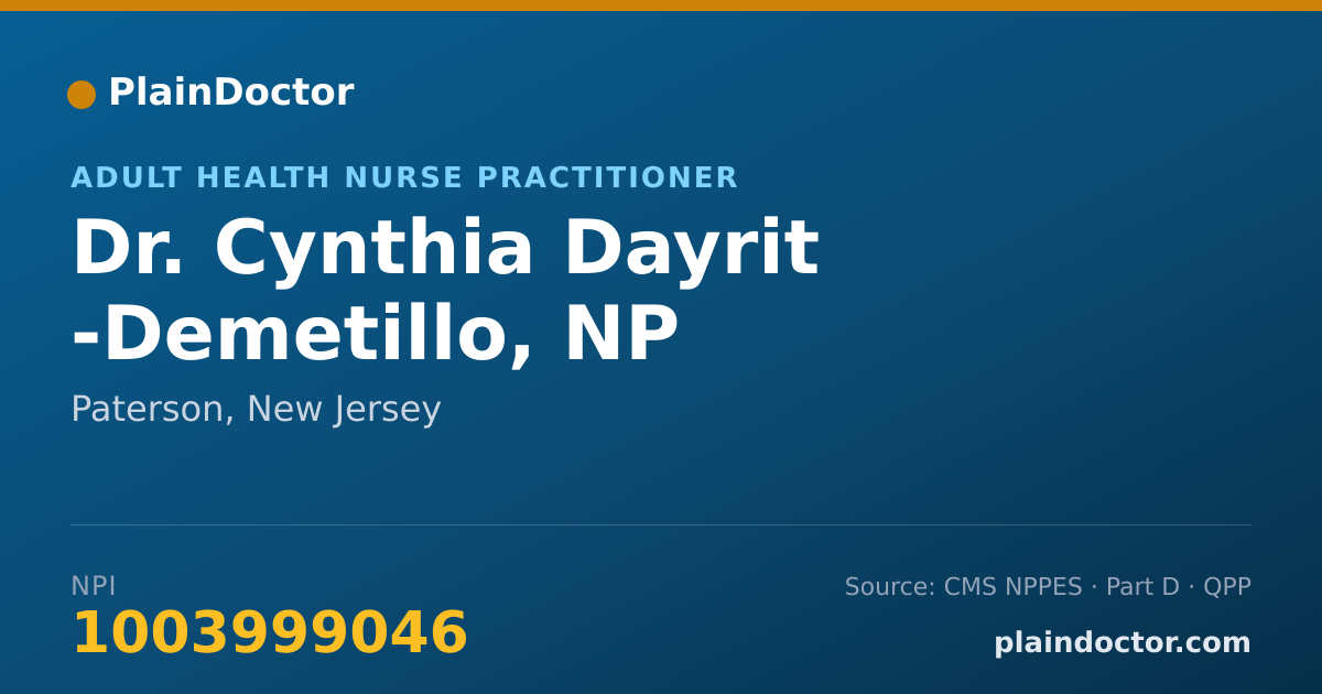 Shareable card for Cynthia Dayrit -Demetillo, NP - Adult Health Nurse Practitioner, Paterson, NJ
