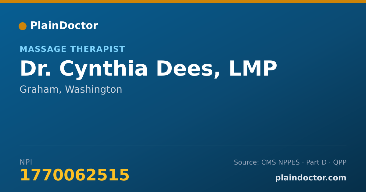 Shareable card for Cynthia Dees, LMP - Massage Therapist, Graham, WA