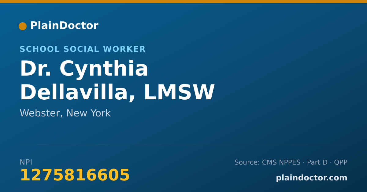 Shareable card for Cynthia Dellavilla, LMSW - School Social Worker, Webster, NY