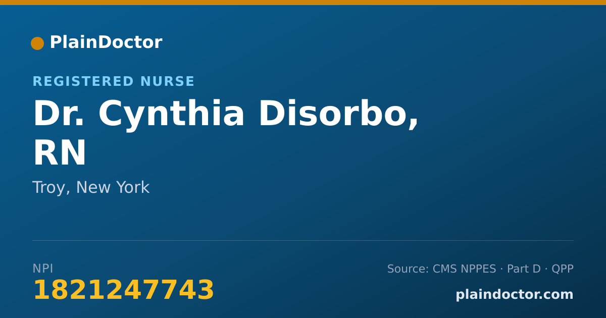Shareable card for Cynthia Disorbo, RN - Registered Nurse, Troy, NY