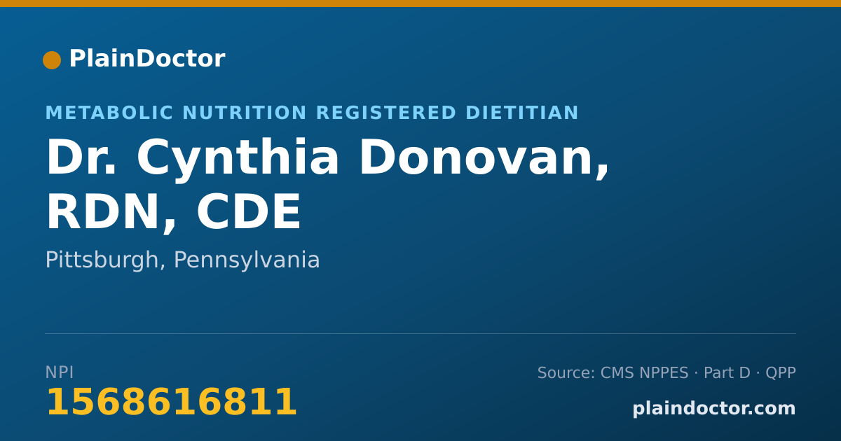 Shareable card for Cynthia Donovan, RDN, CDE - Metabolic Nutrition Registered Dietitian, Pittsburgh, PA