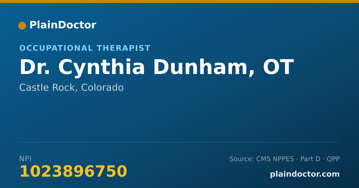 Shareable card for Cynthia Dunham, OT - Occupational Therapist, Castle Rock, CO