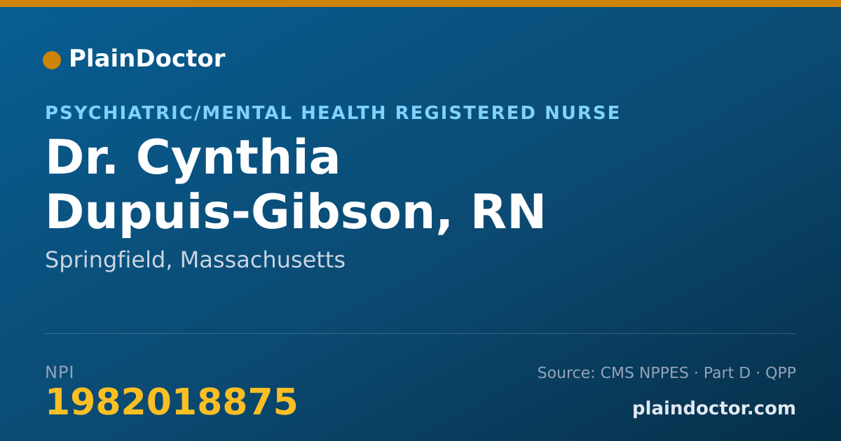 Shareable card for Cynthia Dupuis-Gibson, RN - Psychiatric/Mental Health Registered Nurse, Springfield, MA