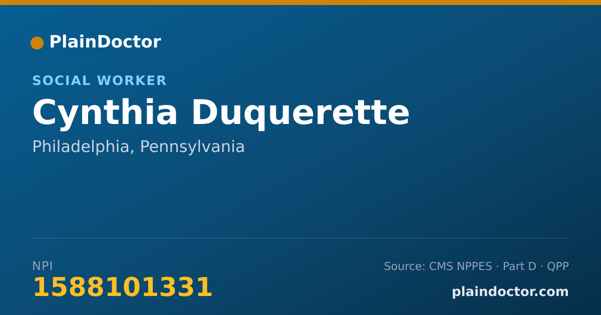 Shareable card for Cynthia Duquerette - Social Worker, Philadelphia, PA