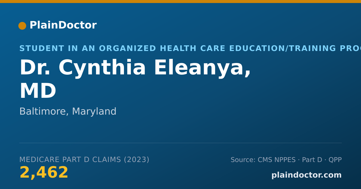 Shareable card for Cynthia Eleanya, MD - Student in an Organized Health Care Education/Training Program, Baltimore, MD