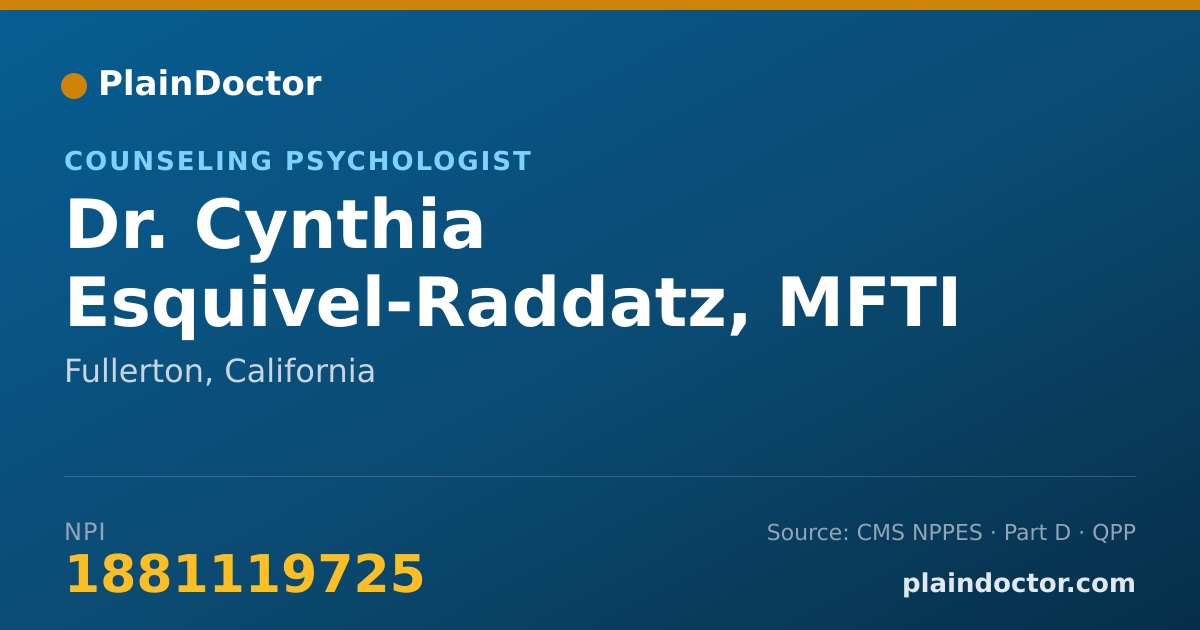 Shareable card for Cynthia Esquivel-Raddatz, MFTI - Counseling Psychologist, Fullerton, CA