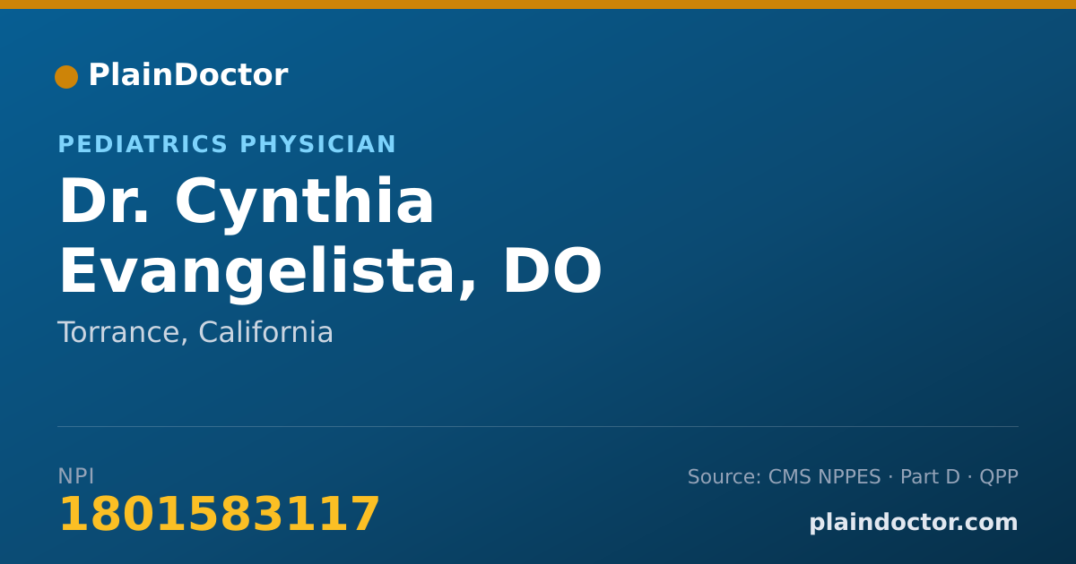 Shareable card for Cynthia Evangelista, DO - Pediatrics Physician, Torrance, CA