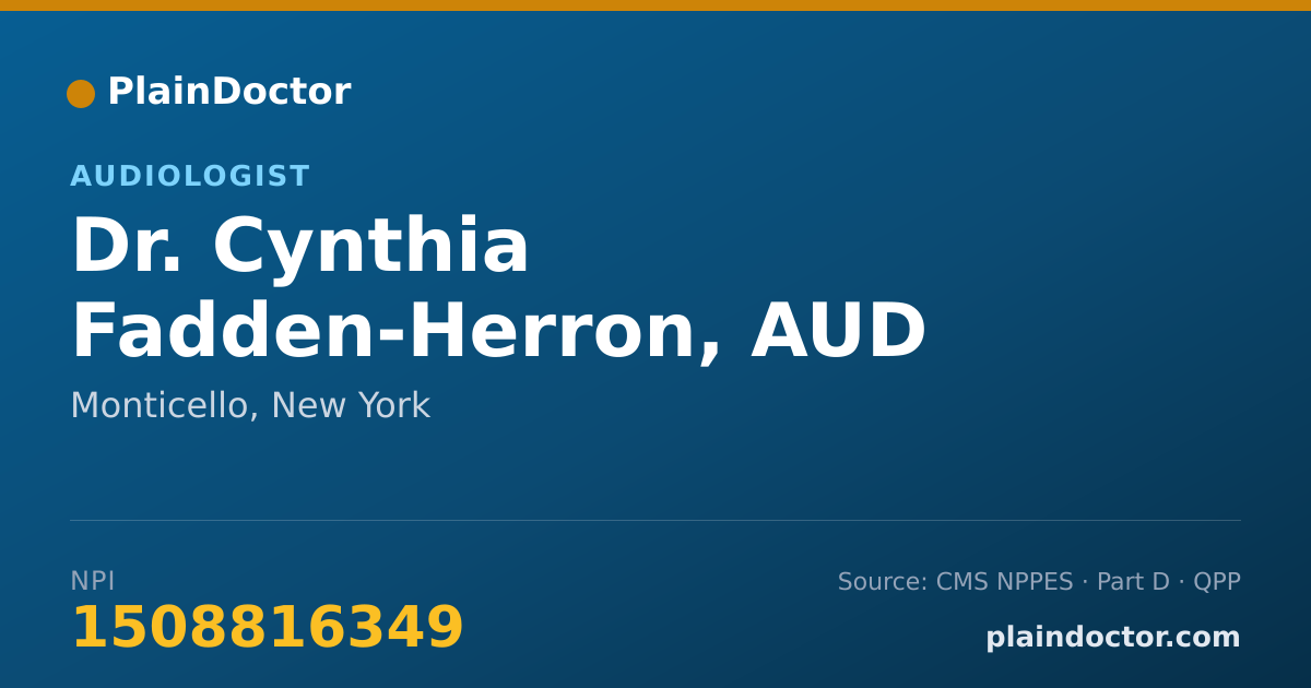 Shareable card for Cynthia Fadden-Herron, AUD - Audiologist, Monticello, NY