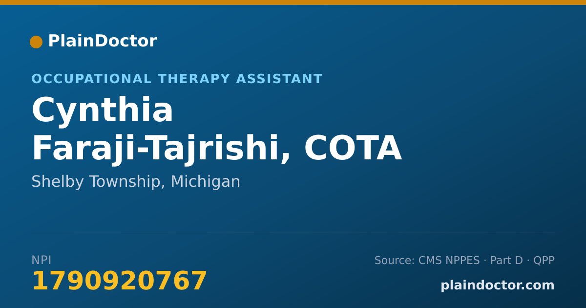 Shareable card for Cynthia Faraji-Tajrishi, COTA - Occupational Therapy Assistant, Shelby Township, MI