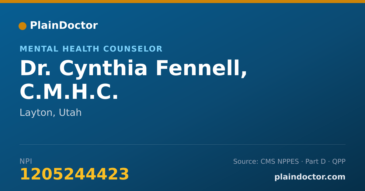Shareable card for Cynthia Fennell, C.M.H.C. - Mental Health Counselor, Layton, UT