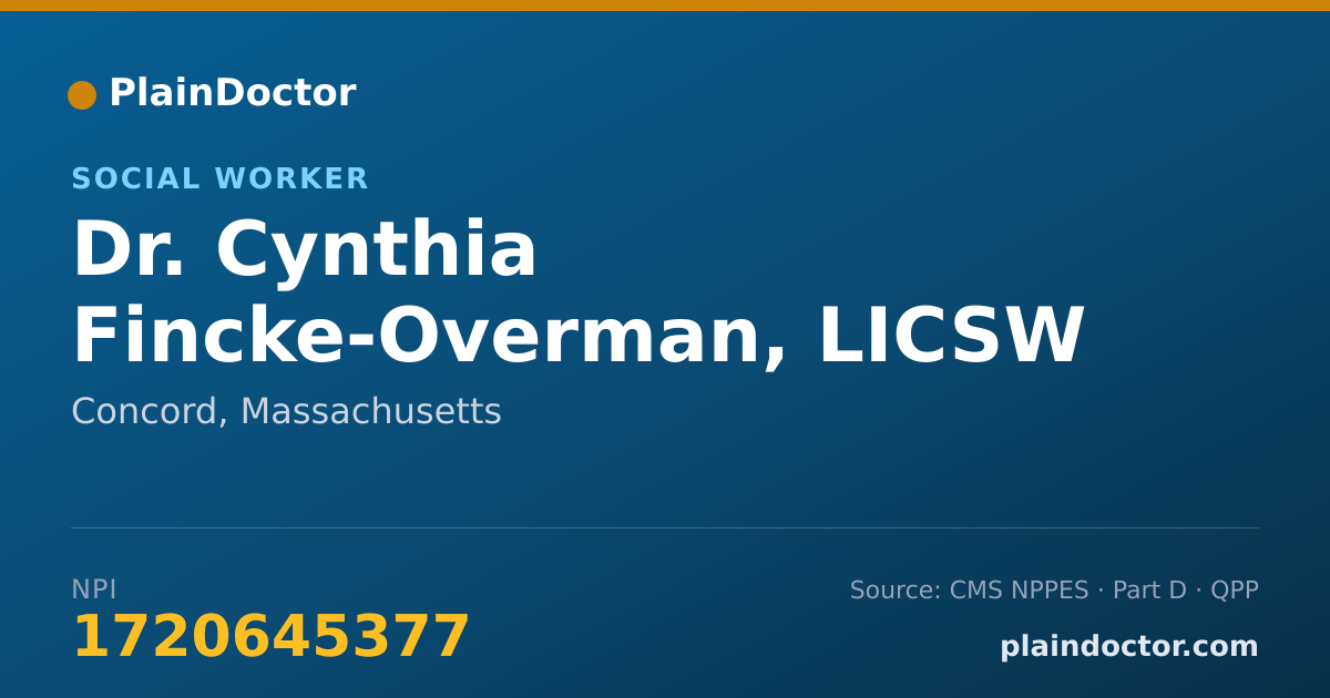 Shareable card for Cynthia Fincke-Overman, LICSW - Social Worker, Concord, MA