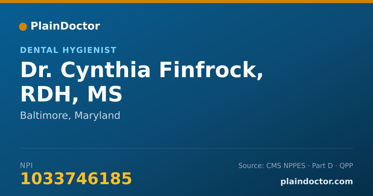 Shareable card for Cynthia Finfrock, RDH, MS - Dental Hygienist, Baltimore, MD