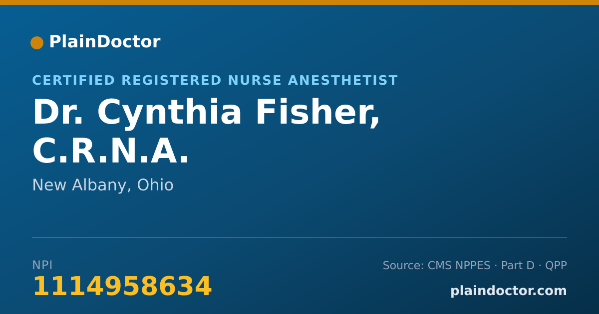 Shareable card for Cynthia Fisher, C.R.N.A. - Certified Registered Nurse Anesthetist, New Albany, OH