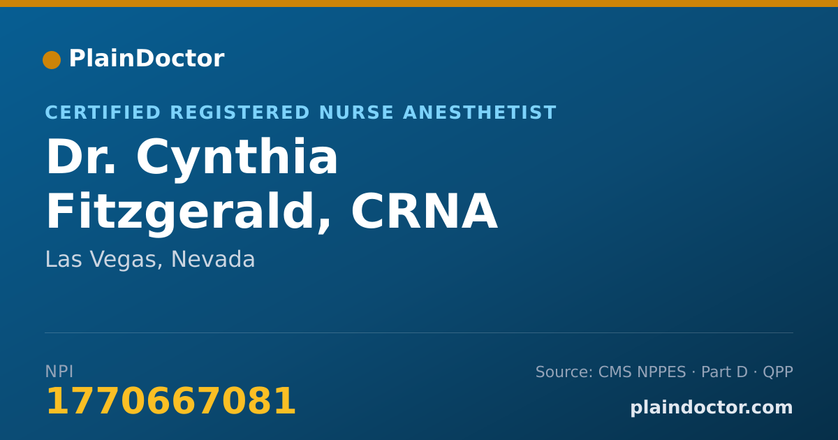 Shareable card for Cynthia Fitzgerald, CRNA - Certified Registered Nurse Anesthetist, Las Vegas, NV