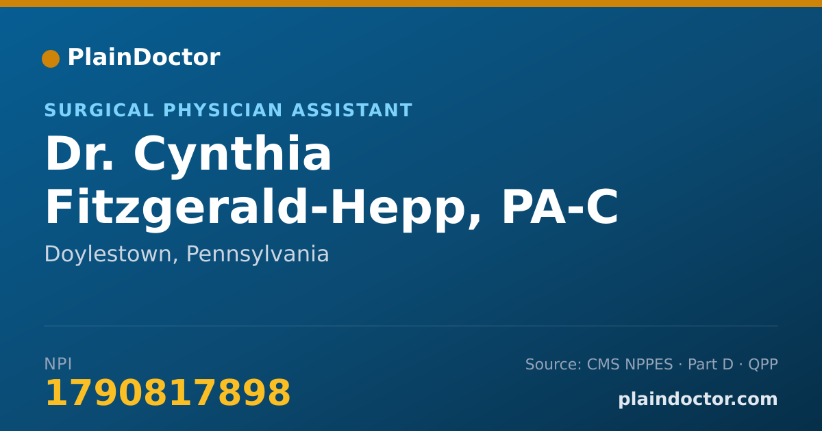Shareable card for Cynthia Fitzgerald-Hepp, PA-C - Surgical Physician Assistant, Doylestown, PA
