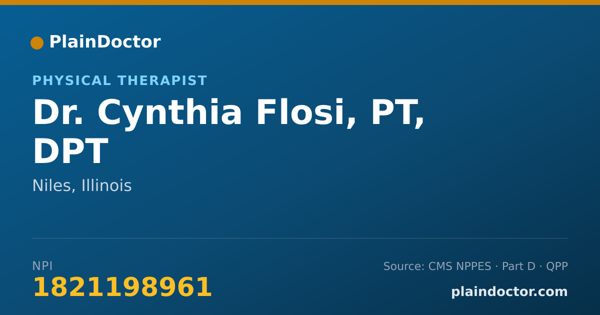 Shareable card for Cynthia Flosi, PT, DPT - Physical Therapist, Niles, IL