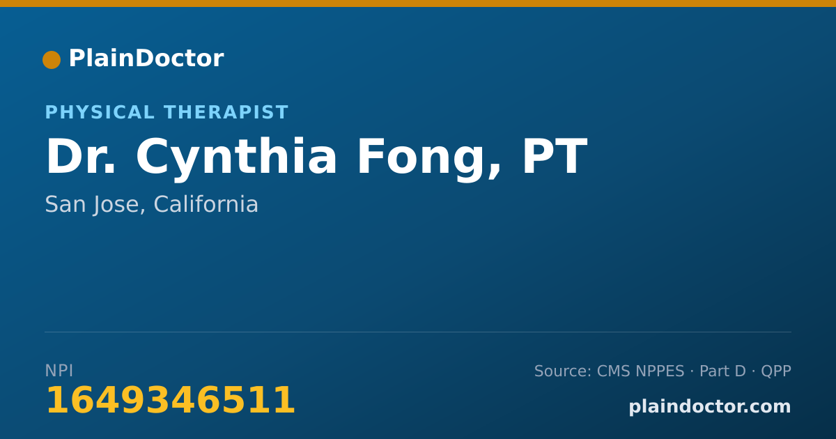 Shareable card for Cynthia Fong, PT - Physical Therapist, San Jose, CA