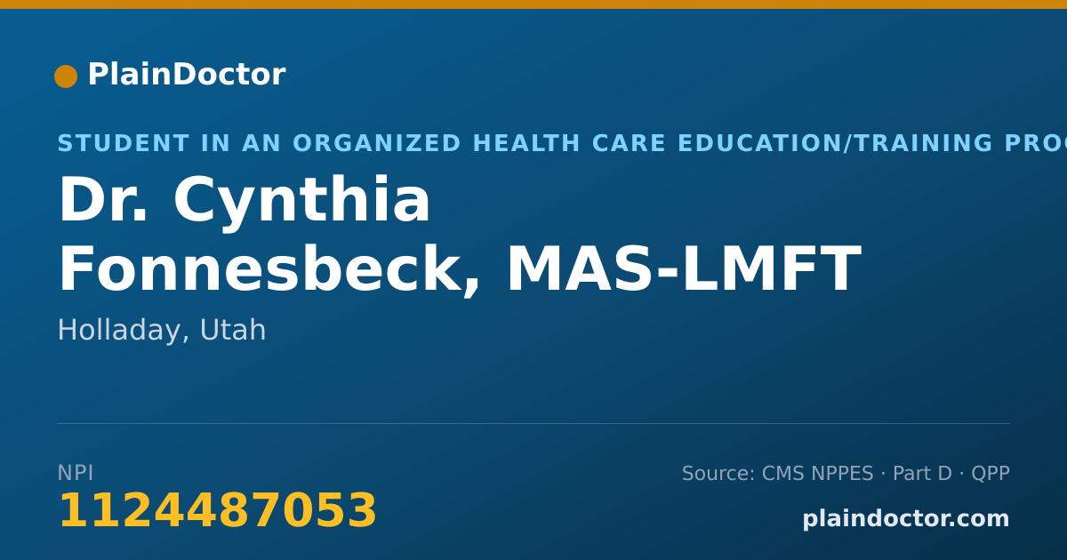 Shareable card for Cynthia Fonnesbeck, MAS-LMFT - Student in an Organized Health Care Education/Training Program, Holladay, UT