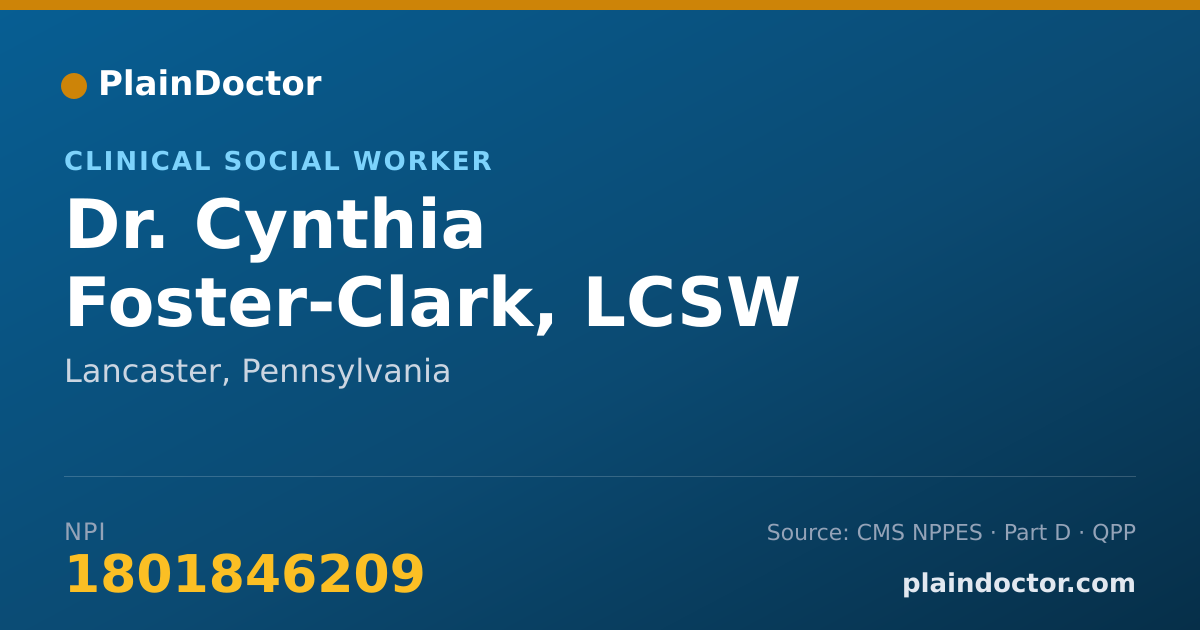 Shareable card for Cynthia Foster-Clark, LCSW - Clinical Social Worker, Lancaster, PA