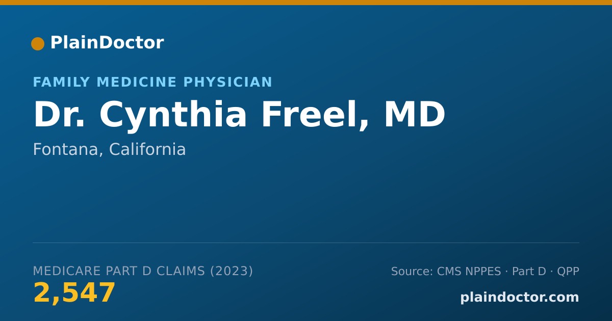 Shareable card for Cynthia Freel, MD - Family Medicine Physician, Fontana, CA