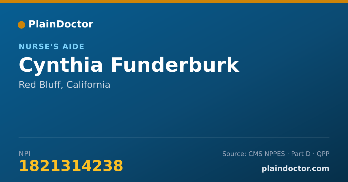 Shareable card for Cynthia Funderburk - Nurse's Aide, Red Bluff, CA