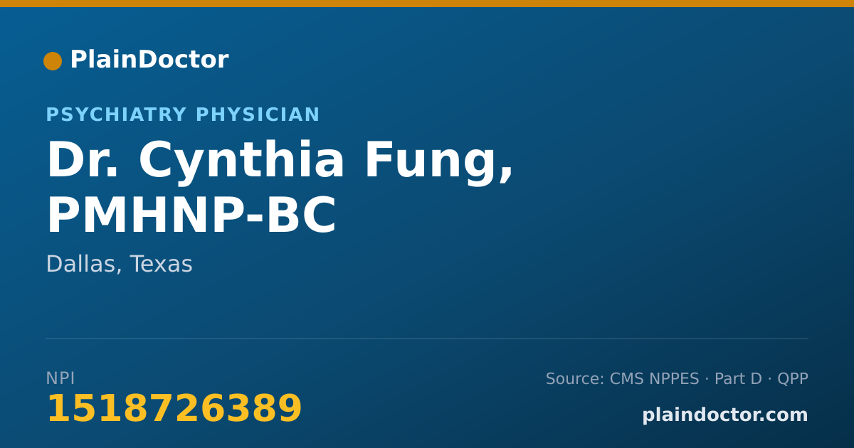 Shareable card for Cynthia Fung, PMHNP-BC - Psychiatry Physician, Dallas, TX