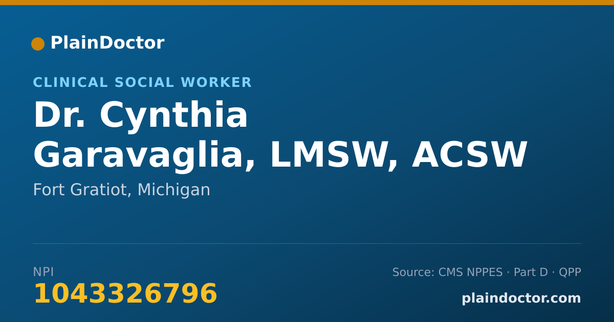 Shareable card for Cynthia Garavaglia, LMSW, ACSW - Clinical Social Worker, Fort Gratiot, MI
