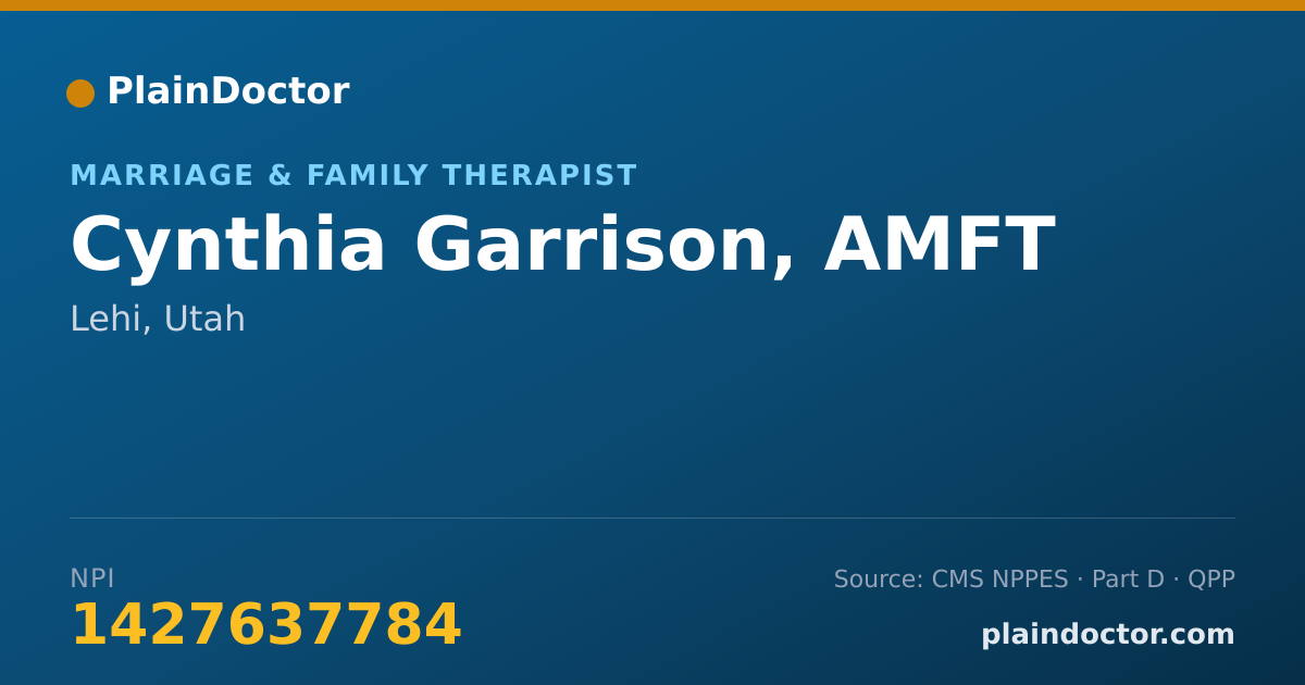 Shareable card for Cynthia Garrison, AMFT - Marriage & Family Therapist, Lehi, UT