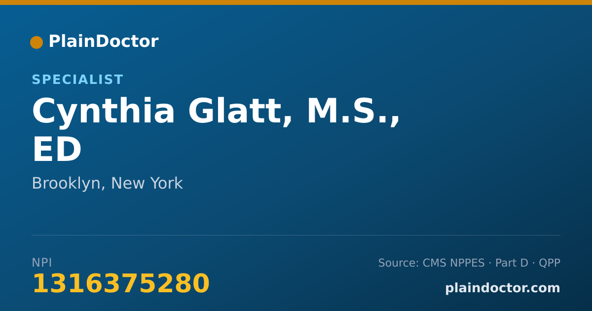 Shareable card for Cynthia Glatt, M.S., ED - Specialist, Brooklyn, NY