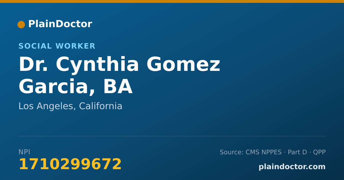 Shareable card for Cynthia Gomez Garcia, BA - Social Worker, Los Angeles, CA