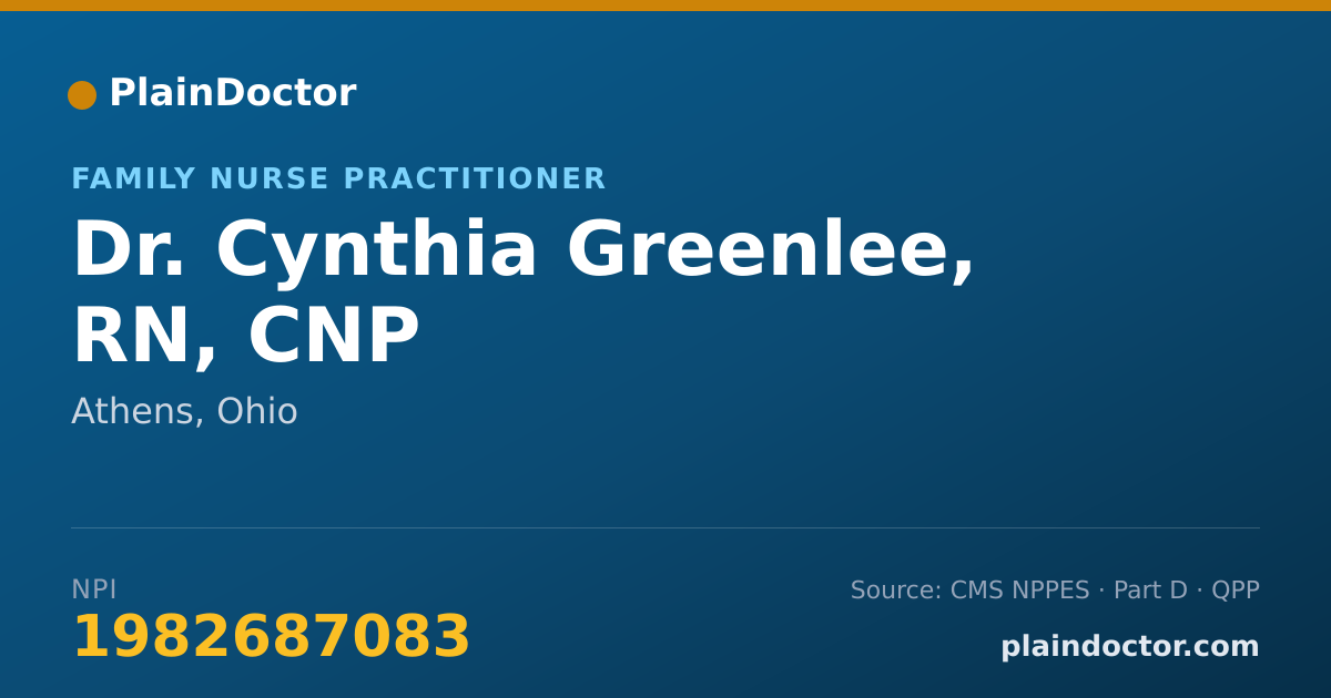 Shareable card for Cynthia Greenlee, RN, CNP - Family Nurse Practitioner, Athens, OH
