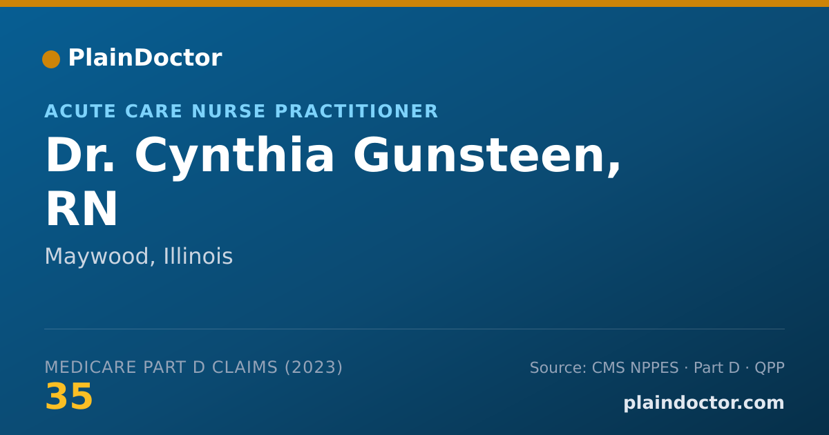 Shareable card for Cynthia Gunsteen, RN - Acute Care Nurse Practitioner, Maywood, IL
