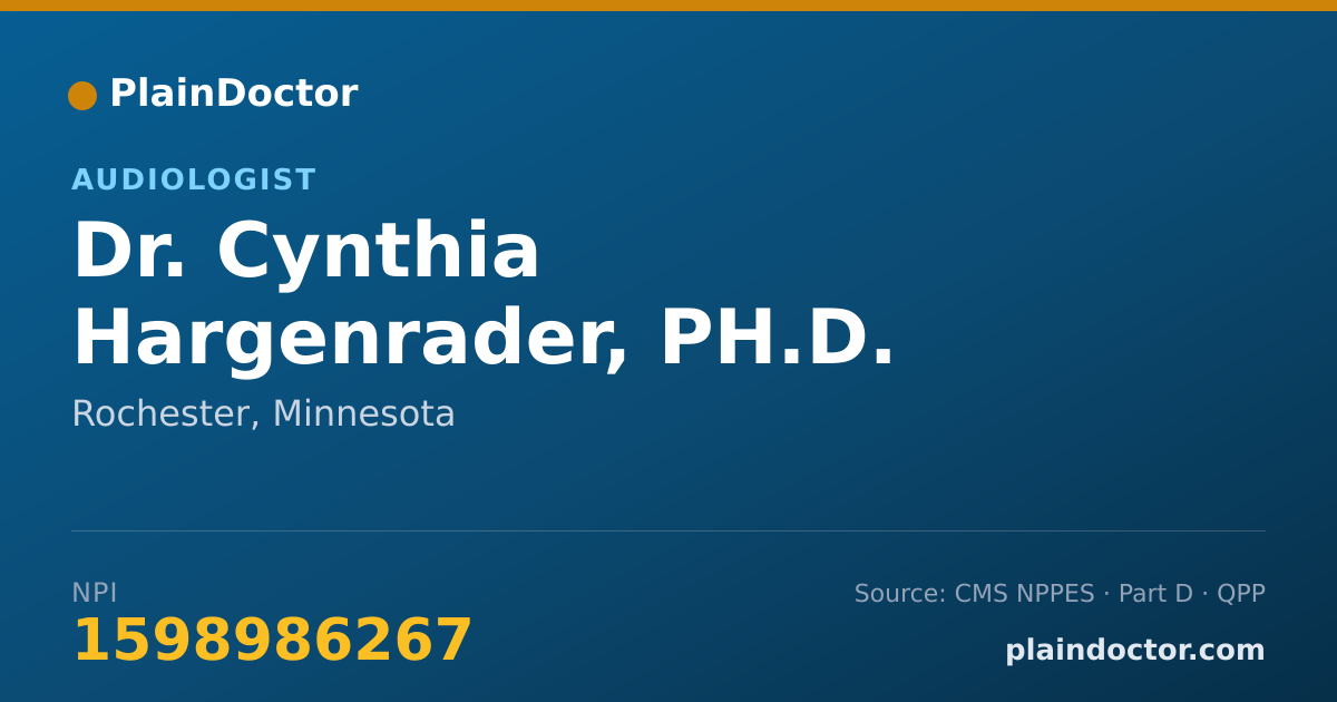 Shareable card for Cynthia Hargenrader, PH.D. - Audiologist, Rochester, MN