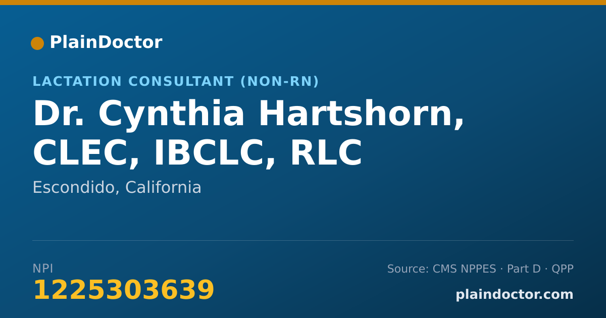 Shareable card for Cynthia Hartshorn, CLEC, IBCLC, RLC - Lactation Consultant (Non-RN), Escondido, CA