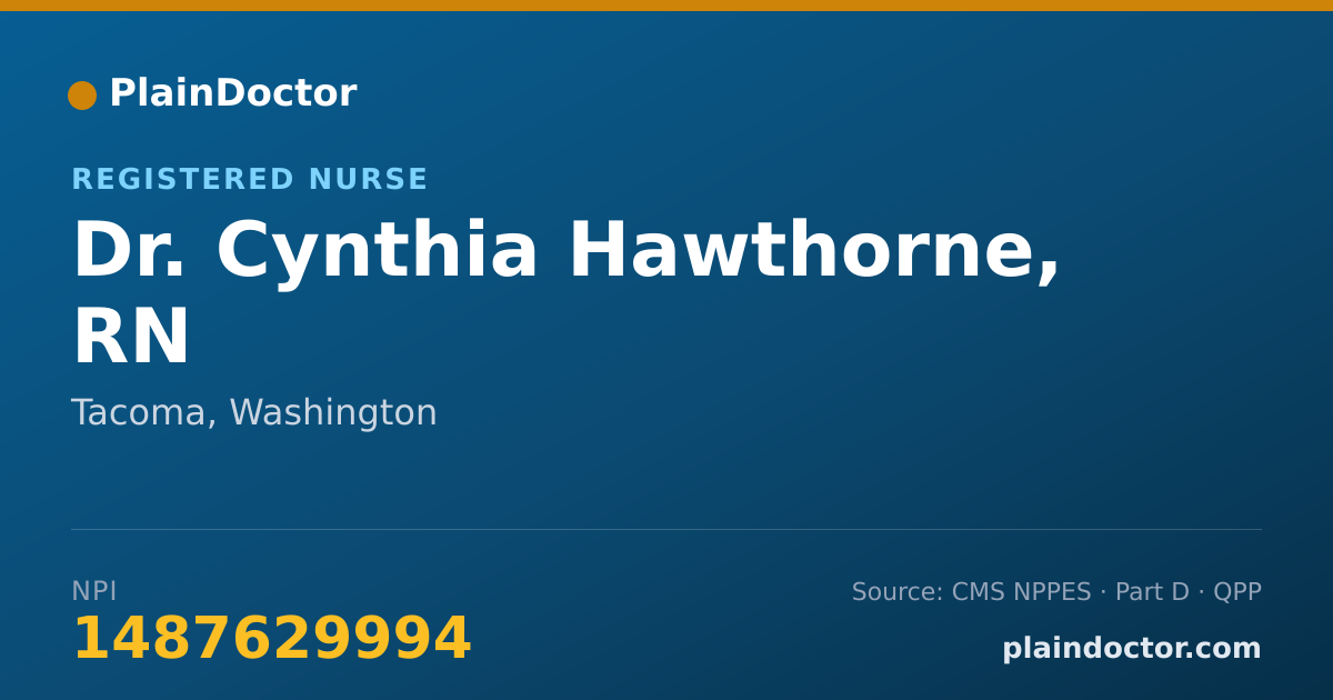 Shareable card for Cynthia Hawthorne, RN - Registered Nurse, Tacoma, WA