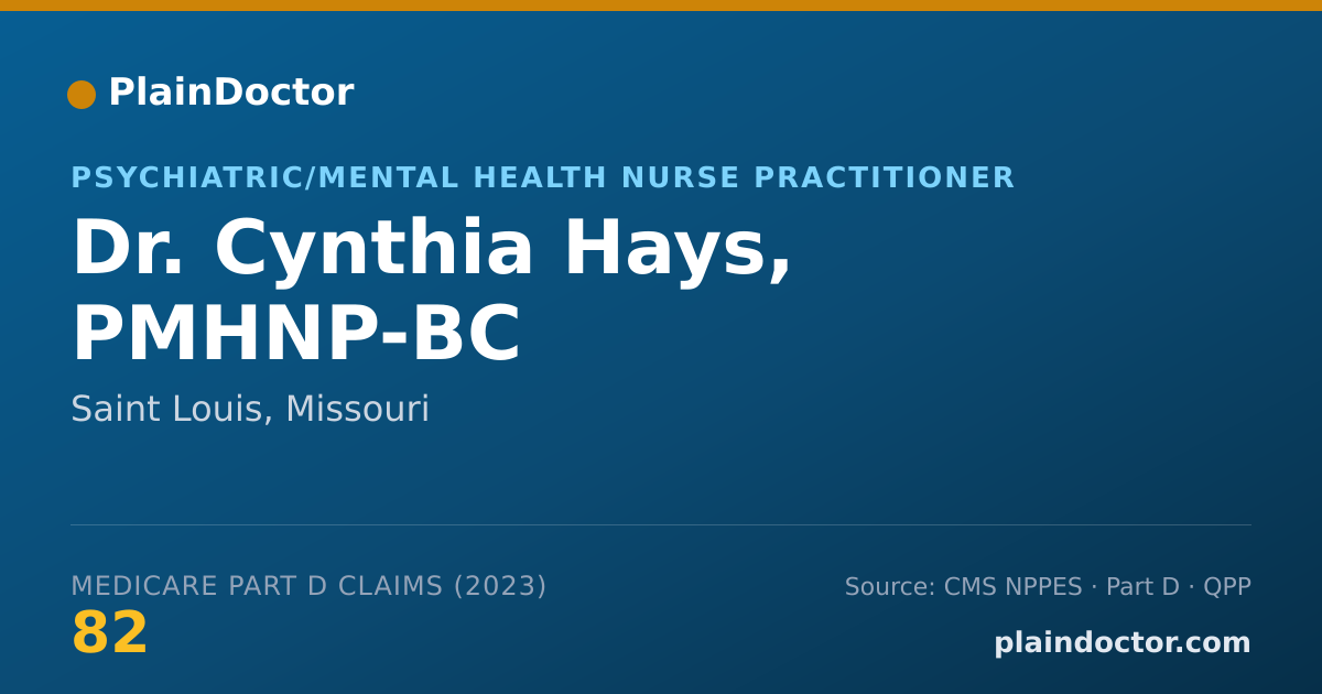 Shareable card for Cynthia Hays, PMHNP-BC - Psychiatric/Mental Health Nurse Practitioner, Saint Louis, MO