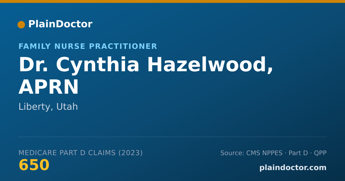 Shareable card for Cynthia Hazelwood, APRN - Family Nurse Practitioner, Liberty, UT