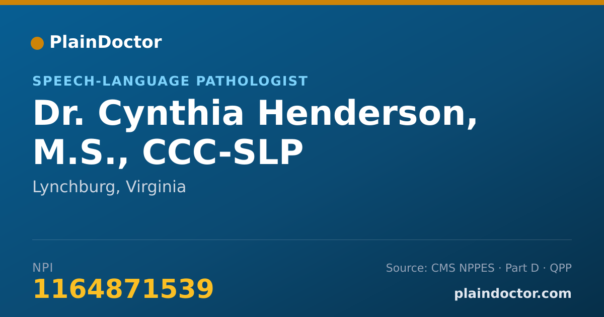 Shareable card for Cynthia Henderson, M.S., CCC-SLP - Speech-Language Pathologist, Lynchburg, VA