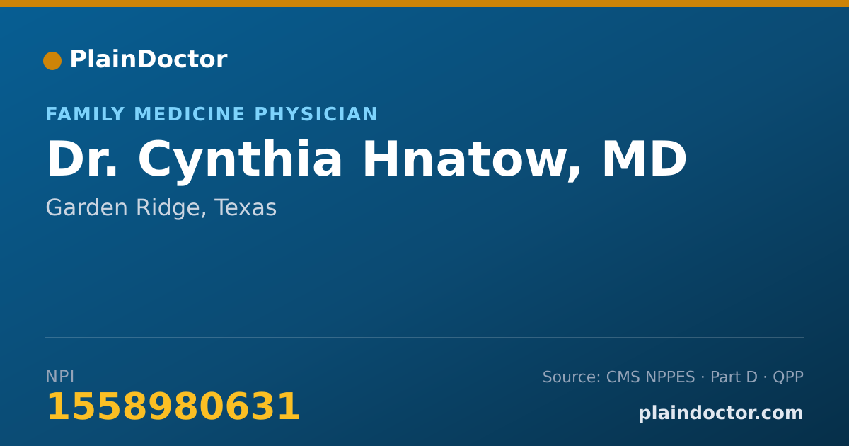 Shareable card for Cynthia Hnatow, MD - Family Medicine Physician, Garden Ridge, TX