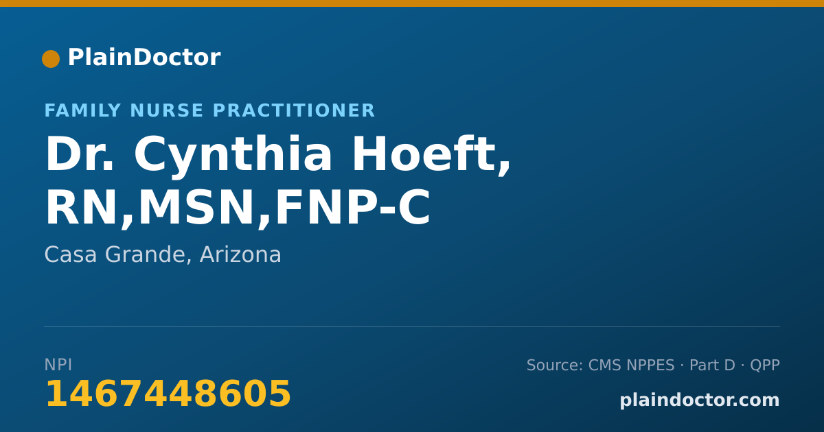 Shareable card for Cynthia Hoeft, RN,MSN,FNP-C - Family Nurse Practitioner, Casa Grande, AZ
