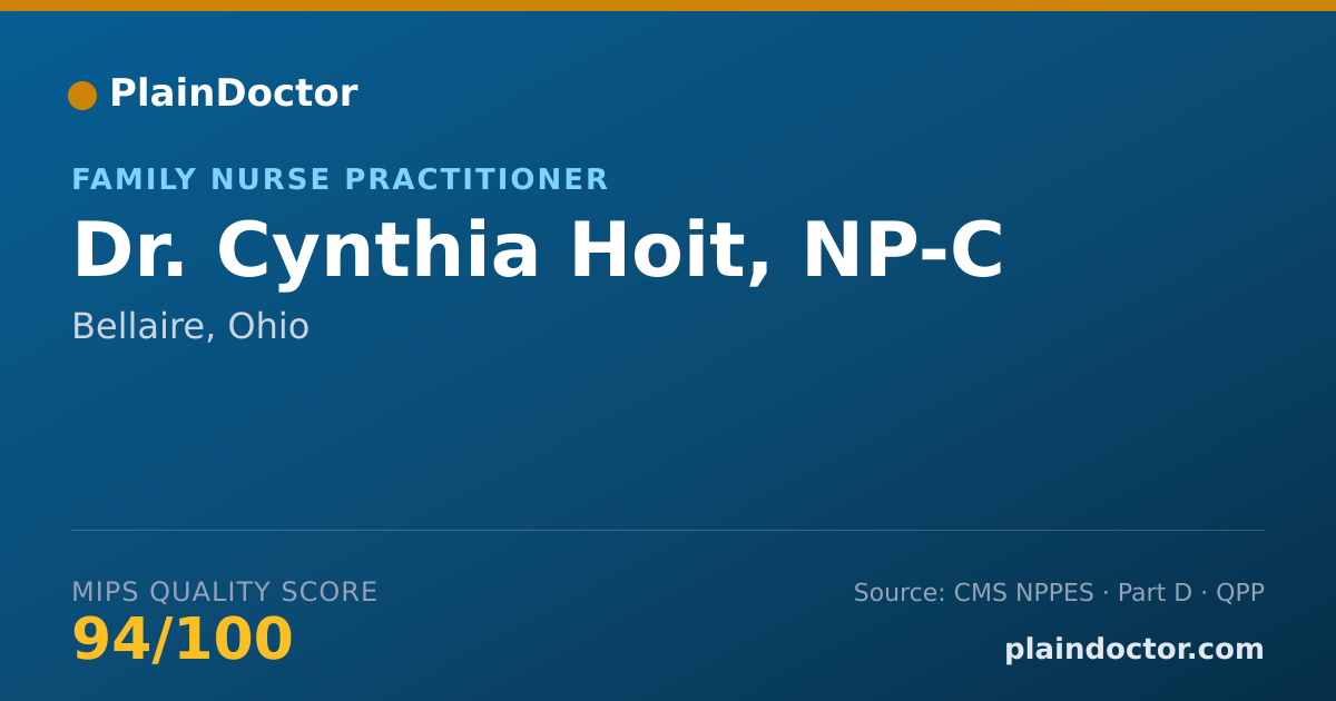 Shareable card for Cynthia Hoit, NP-C - Family Nurse Practitioner, Bellaire, OH