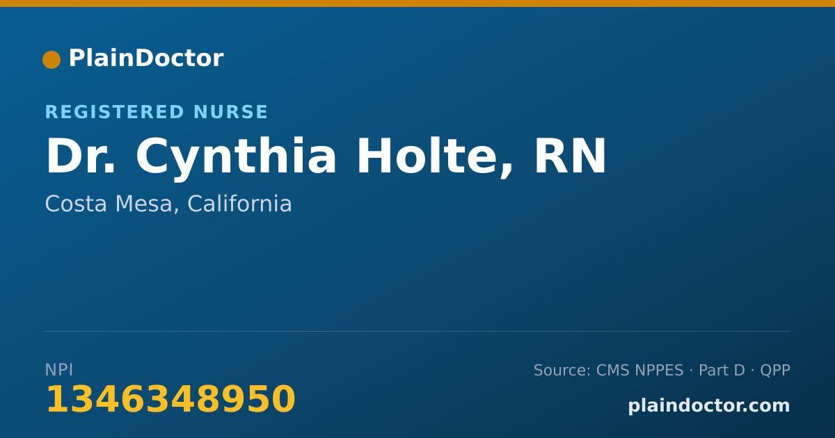 Shareable card for Cynthia Holte, RN - Registered Nurse, Costa Mesa, CA